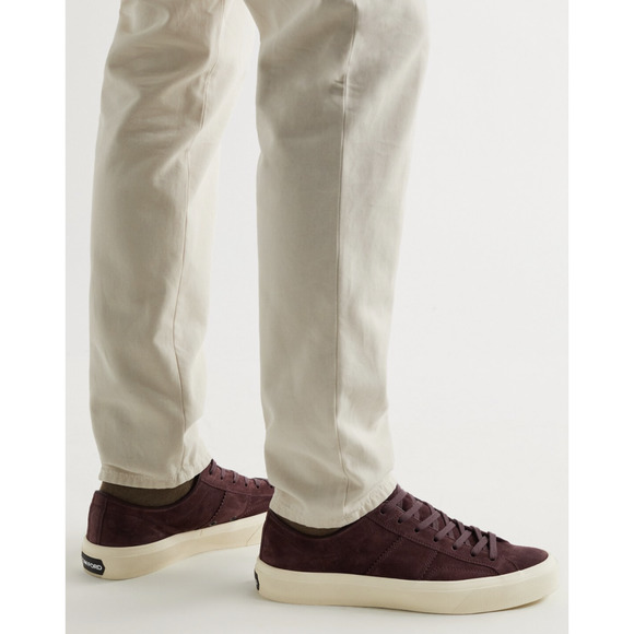 TOM FORD Burgundy Cambridge Suede Sneakers Men size 8
